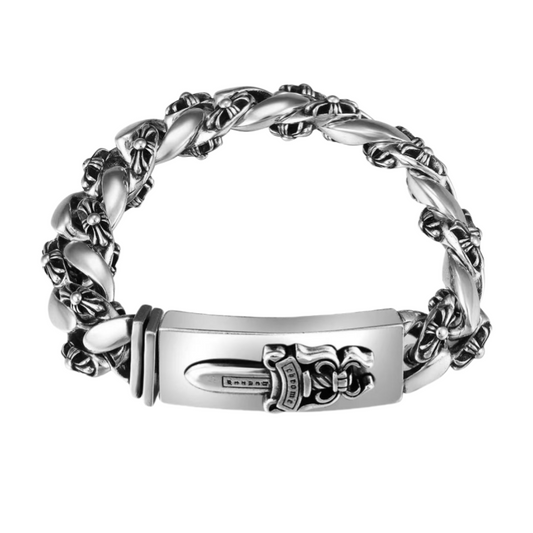 Chrome Hearts Dagger ID Fancy Link Clip Bracelet - 9