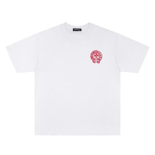 Chrome Hearts Red Horseshoe Print Crew Neck Short Sleeve T-Shirt KH09