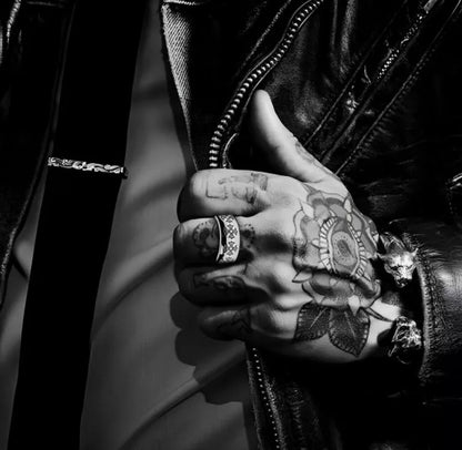Chrome Hearts Etched Plus Band Ring - 2