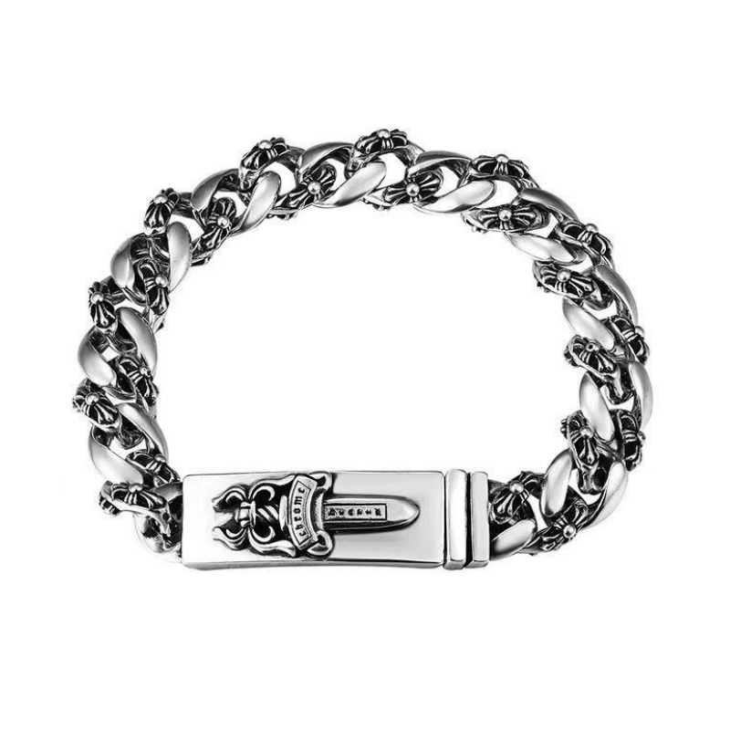 Chrome Hearts Dagger ID Fancy Link Clip Bracelet - 9