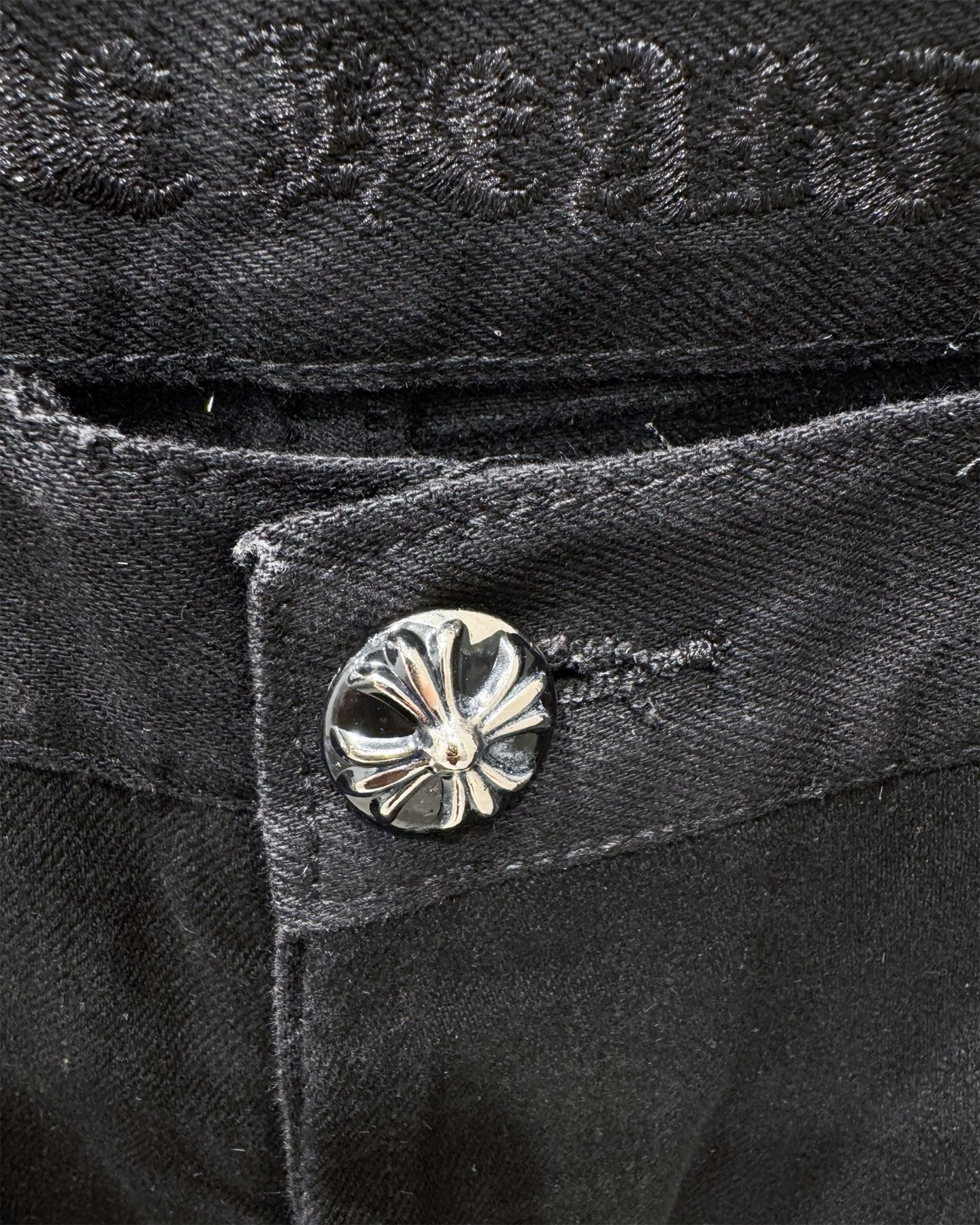 Chrome Hearts Limited Flame Pink Cross Patchwork Denim Jeans KH34