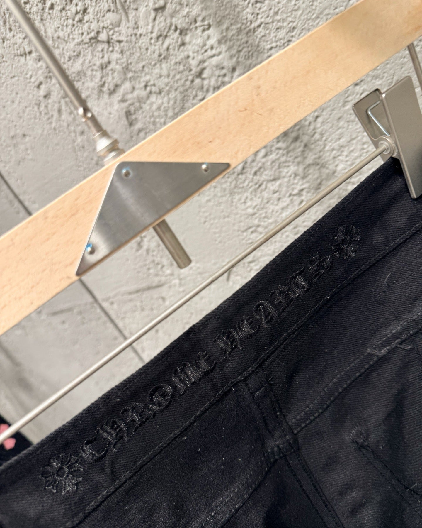 Chrome Hearts Limited Flame Pink Cross Patchwork Denim Jeans KH34