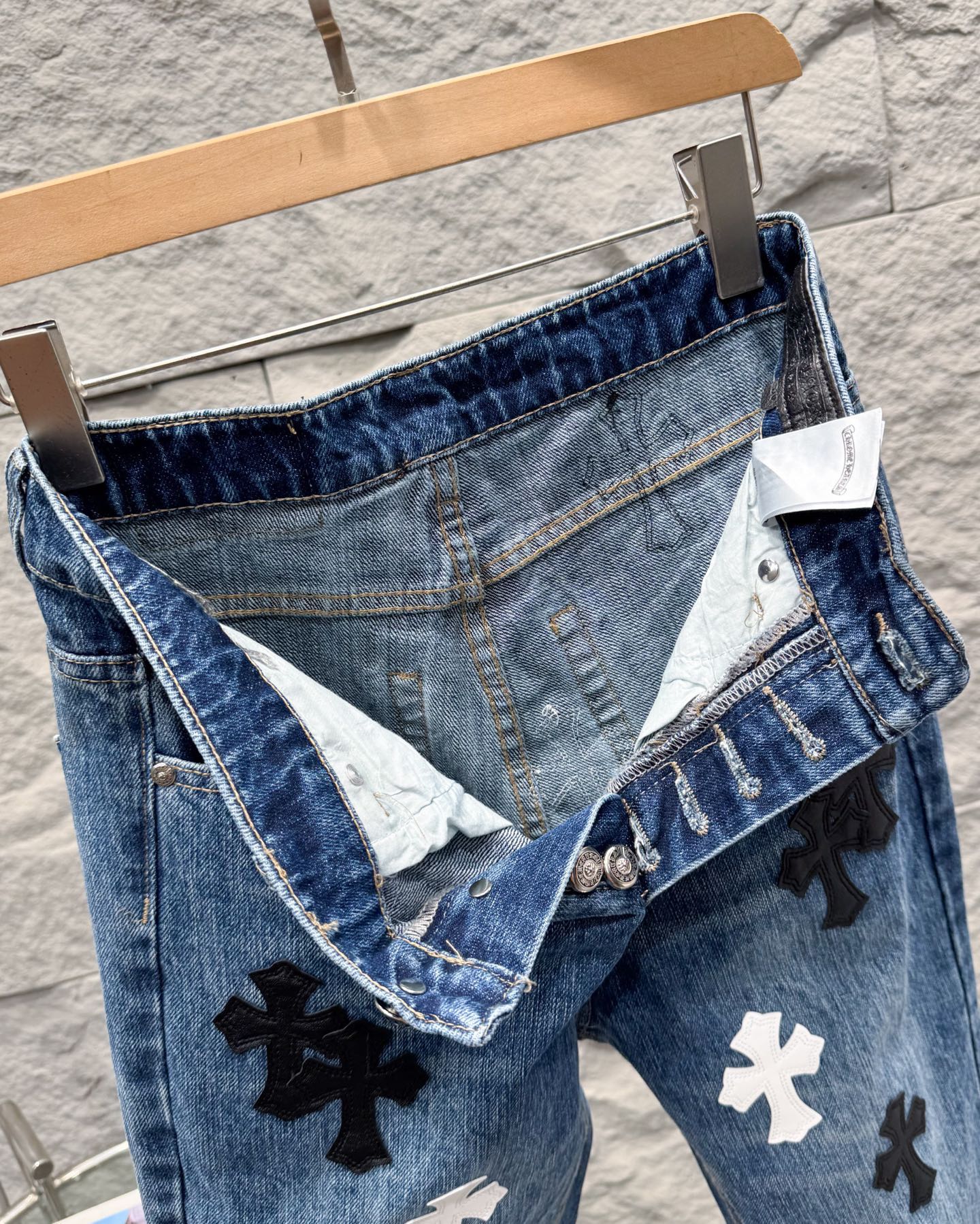 Chrome Hearts Flared Bamboo-Texture Denim Jeans KZ33