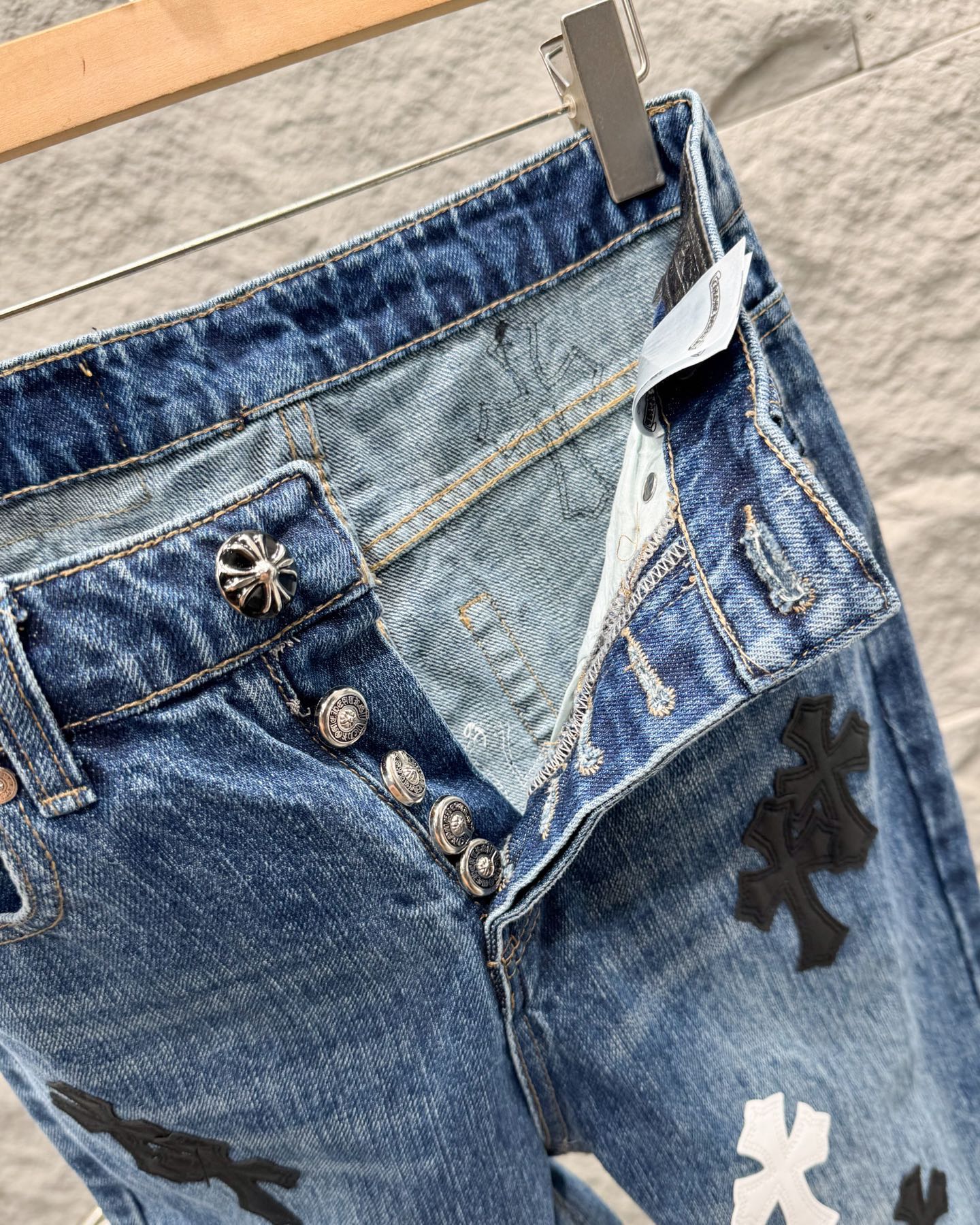 Chrome Hearts Flared Bamboo-Texture Denim Jeans KZ33
