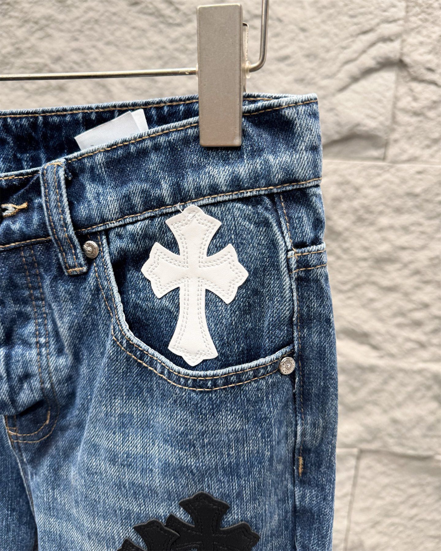 Chrome Hearts Flared Bamboo-Texture Denim Jeans KZ33