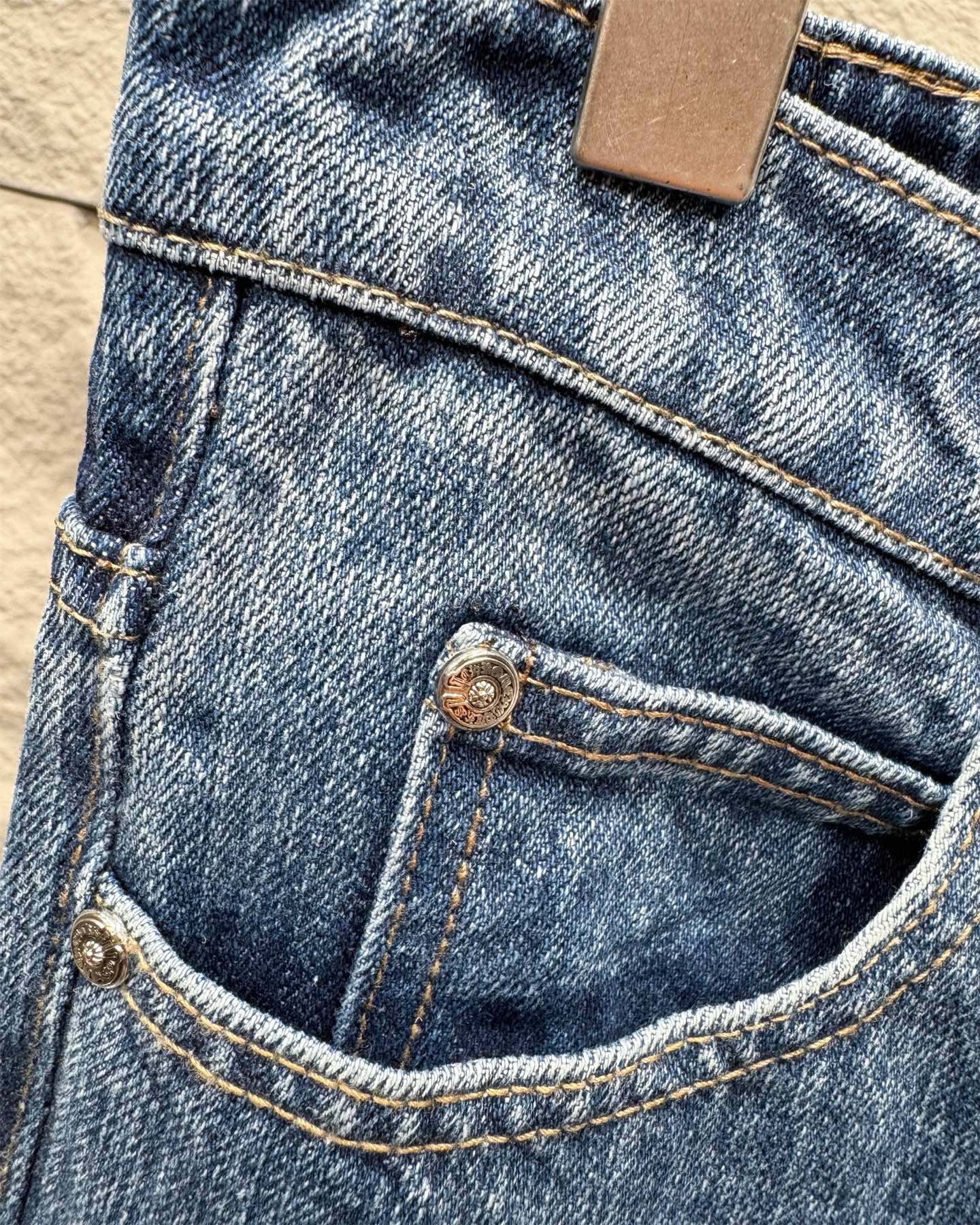Chrome Hearts Flared Bamboo-Texture Denim Jeans KZ33