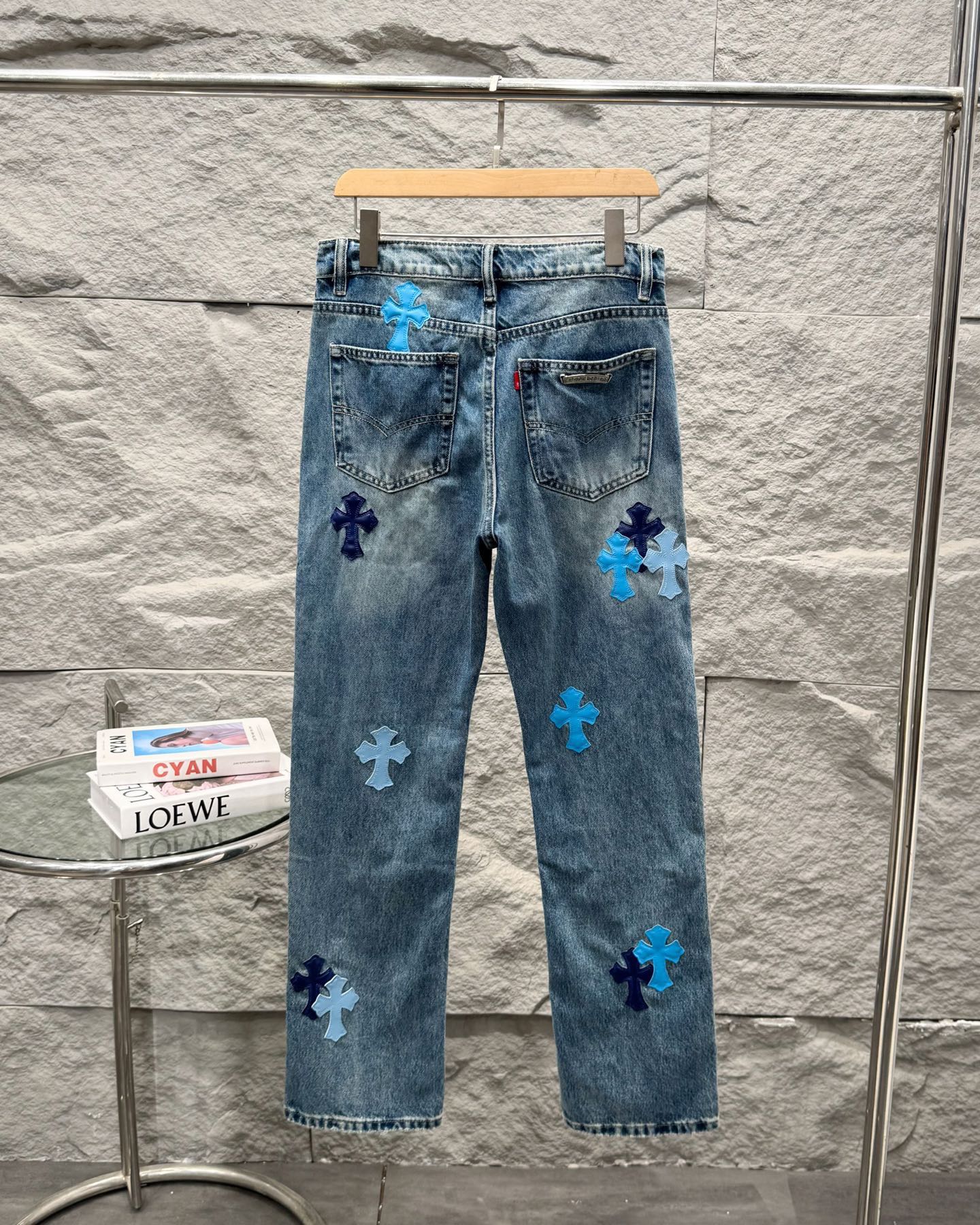 Chrome Hearts New Classic Blue Cross Denim Jeans KL31