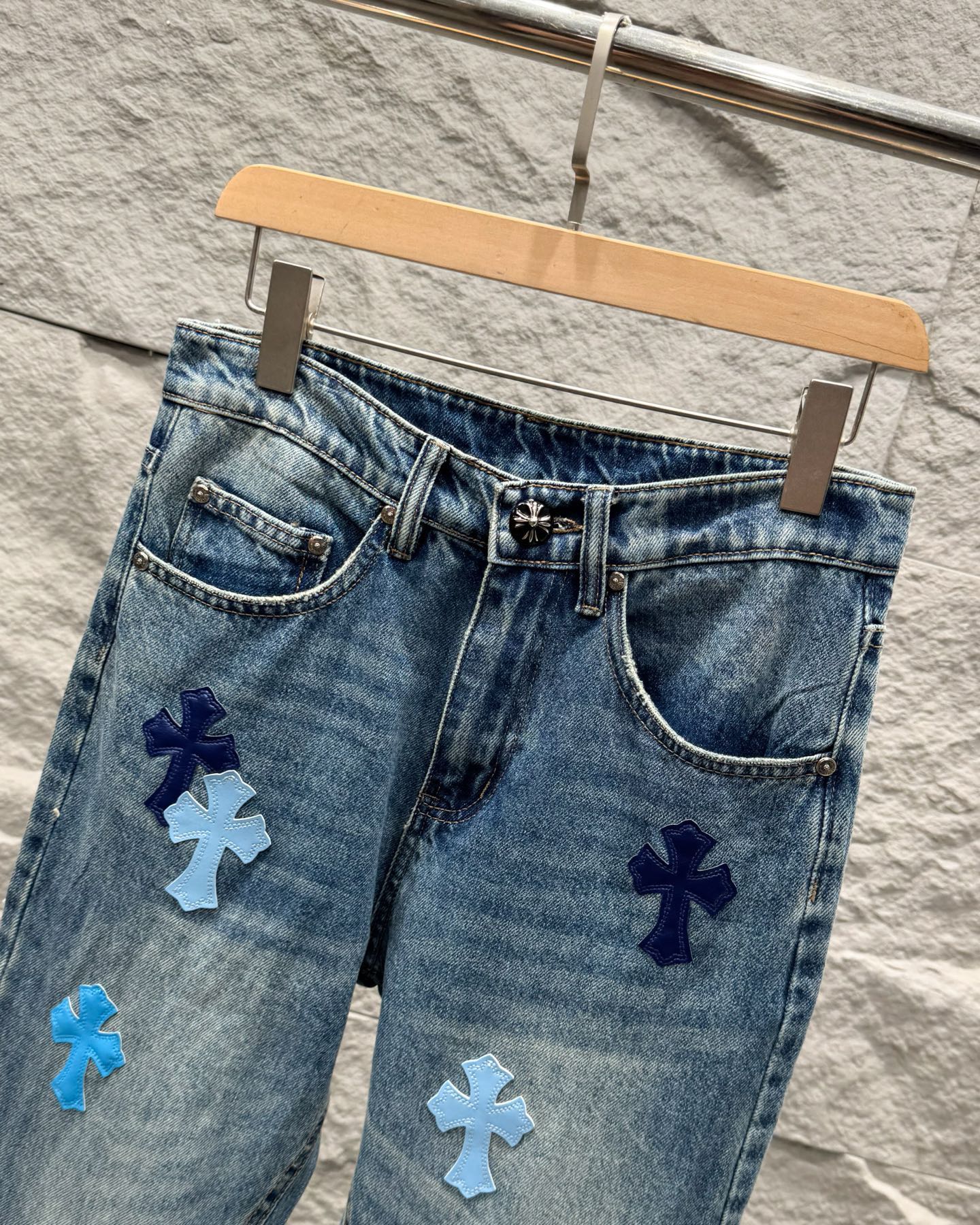 Chrome Hearts New Classic Blue Cross Denim Jeans KL31