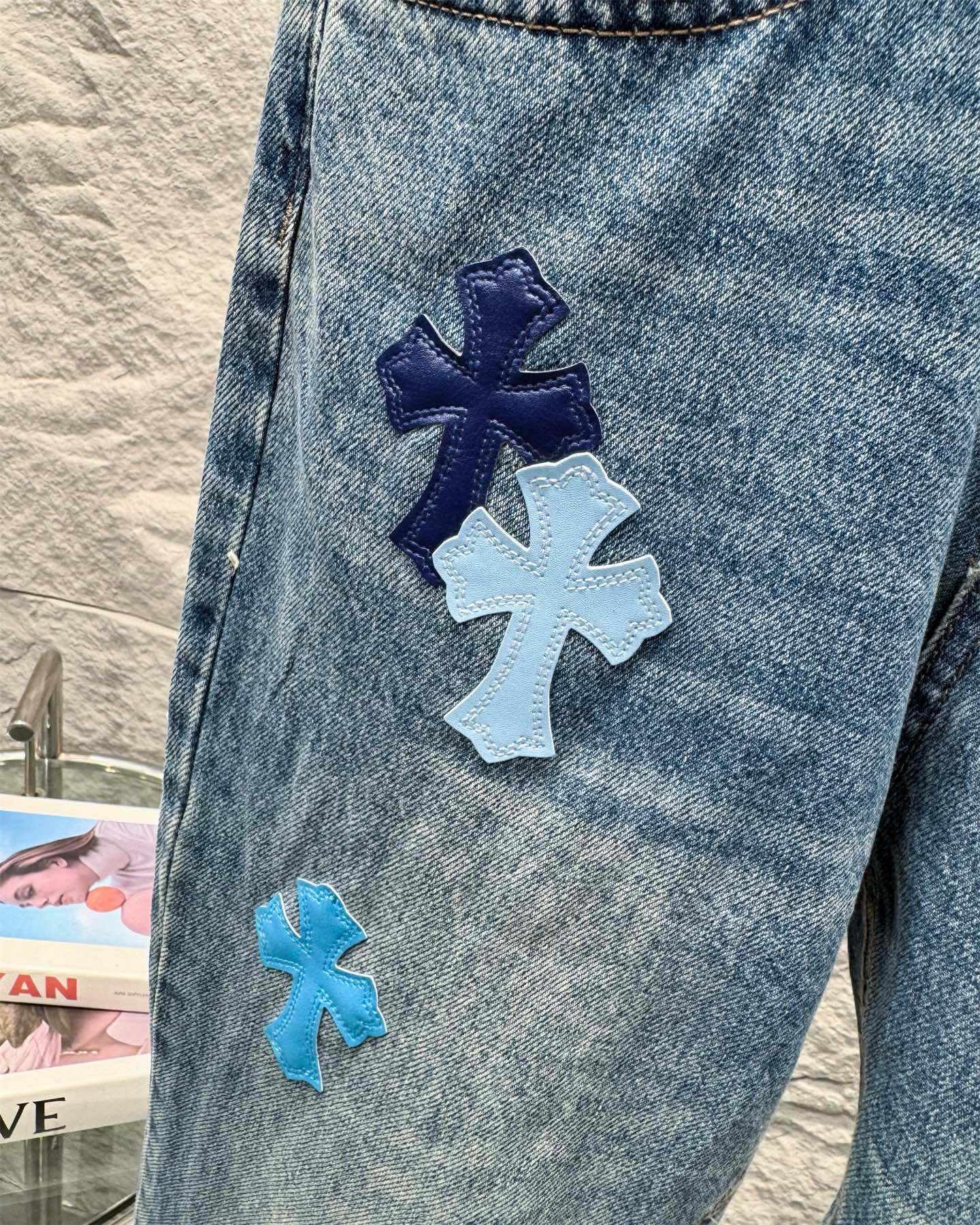 Chrome Hearts New Classic Blue Cross Denim Jeans KL31