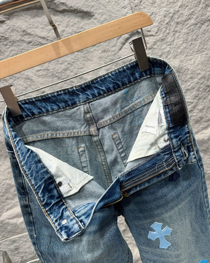 Chrome Hearts New Classic Blue Cross Denim Jeans KL31