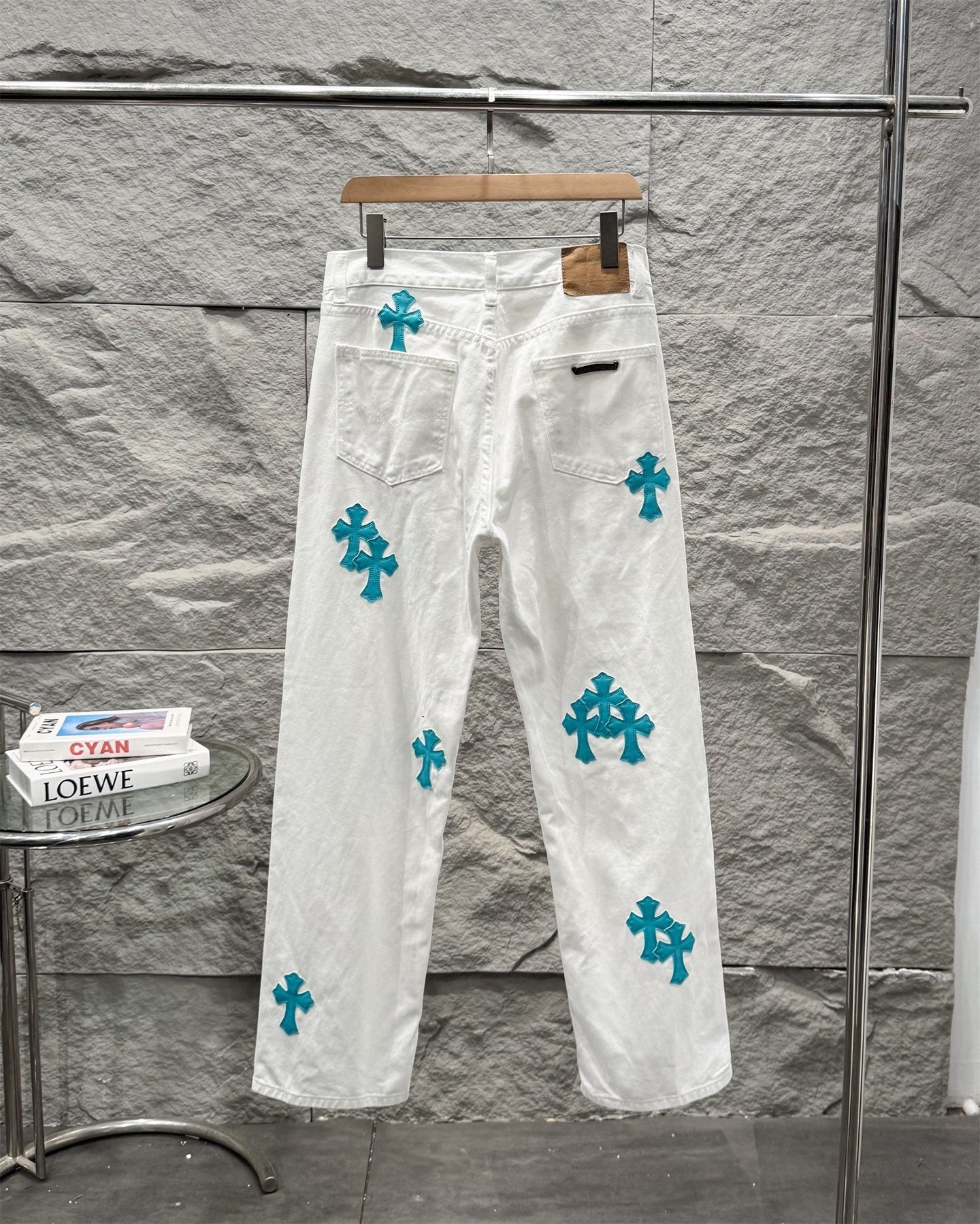 Chrome Hearts Ice Blue Cross Relaxed Fit Denim Jeans KB30