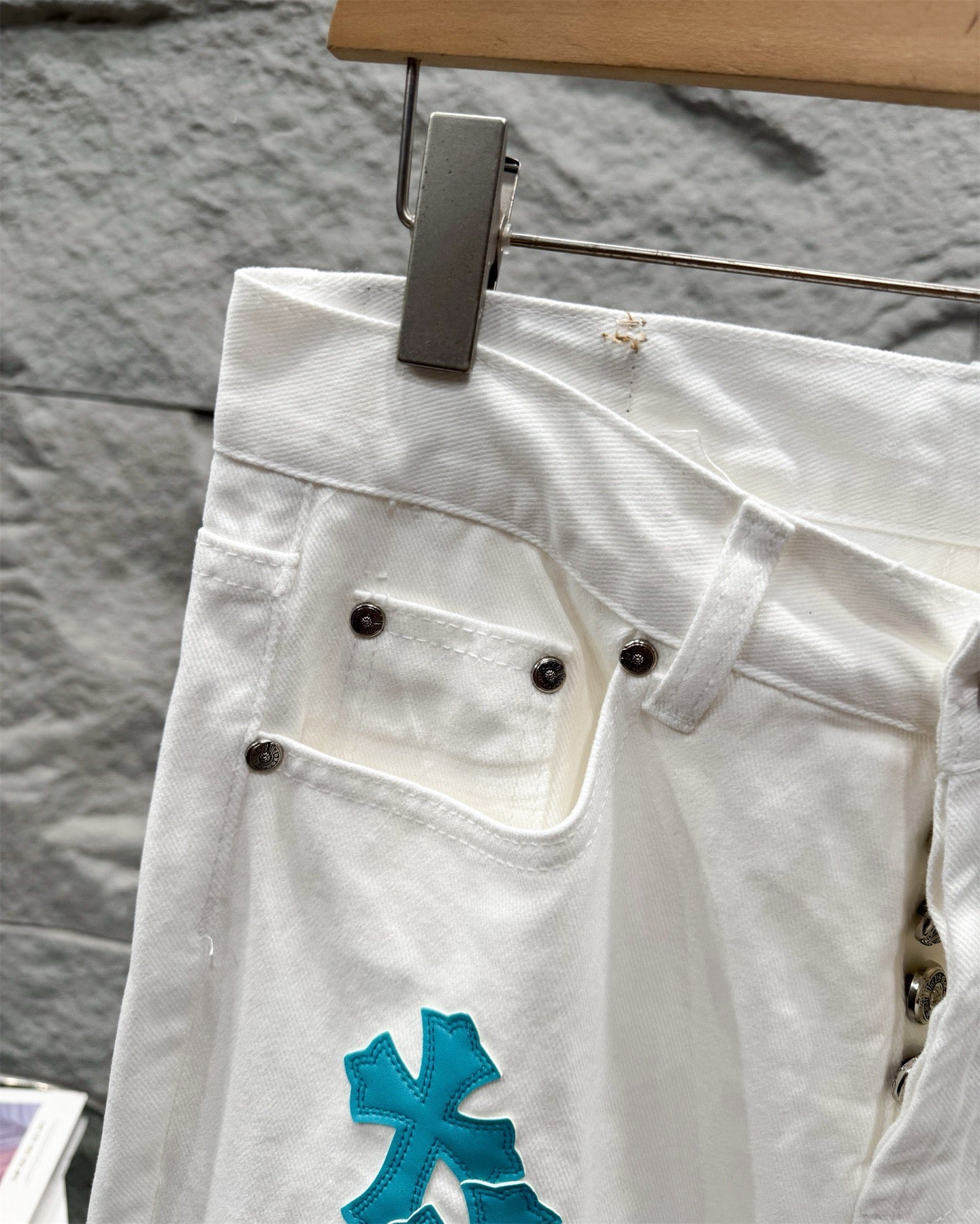 Chrome Hearts Ice Blue Cross Relaxed Fit Denim Jeans KB30