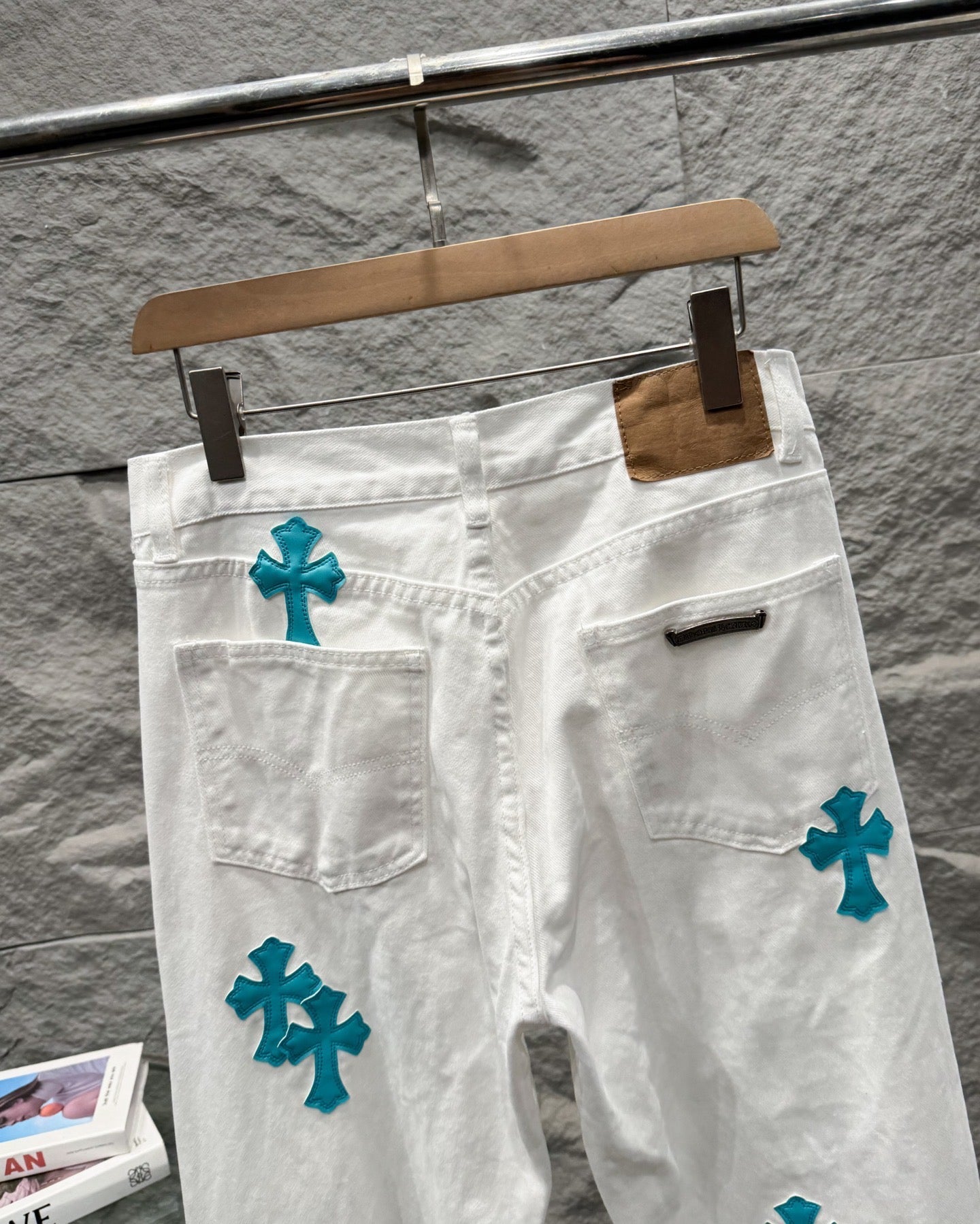 Chrome Hearts Ice Blue Cross Relaxed Fit Denim Jeans KB30