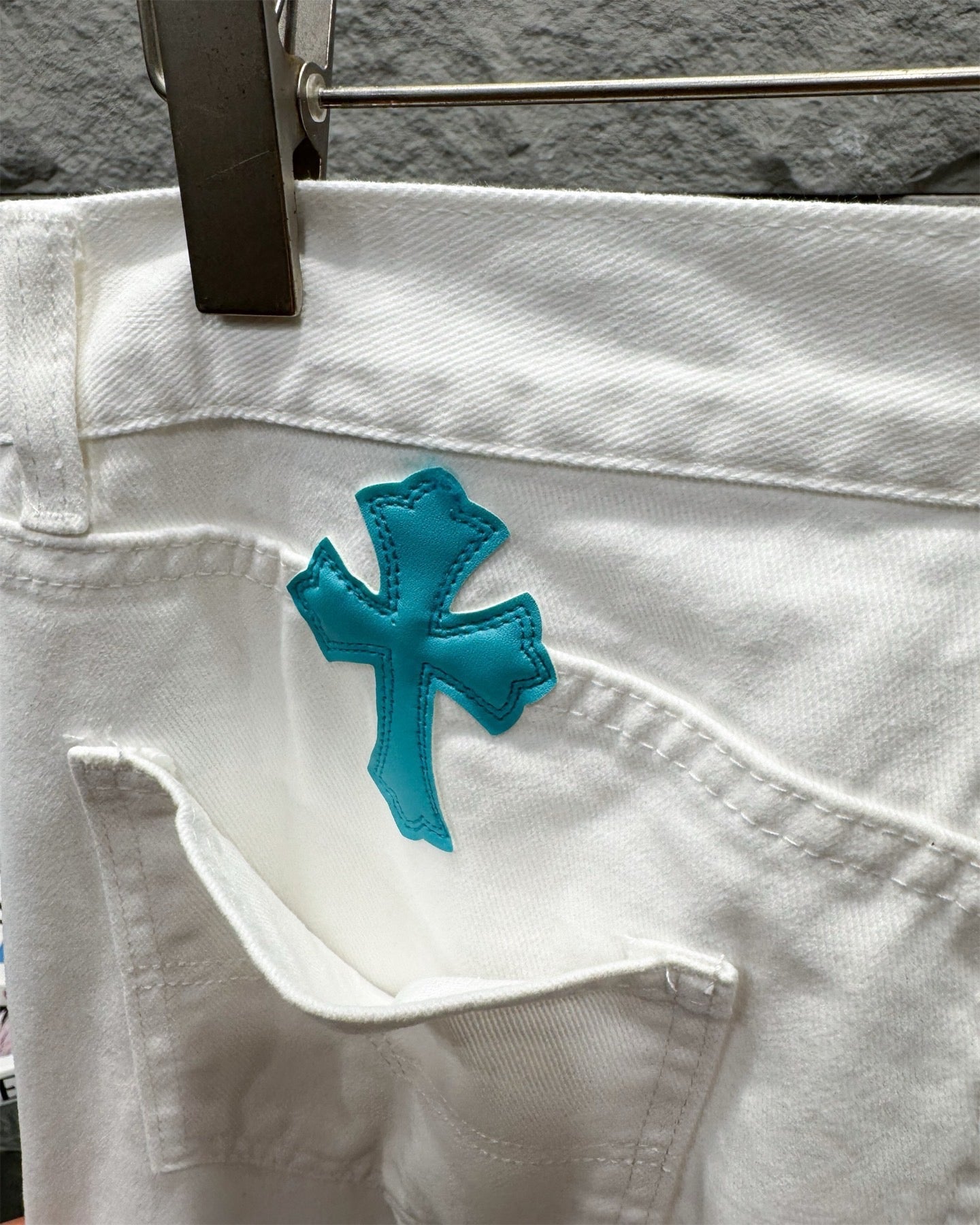 Chrome Hearts Ice Blue Cross Relaxed Fit Denim Jeans KB30