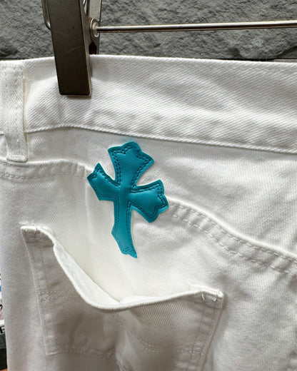 Chrome Hearts Ice Blue Cross Relaxed Fit Denim Jeans KB30