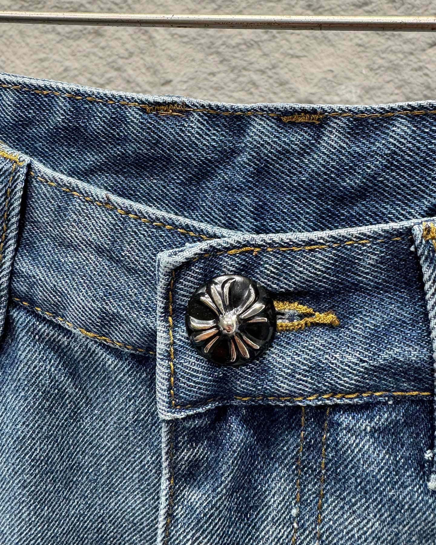Chrome Hearts White Leather Patchwork Denim Jeans KB26