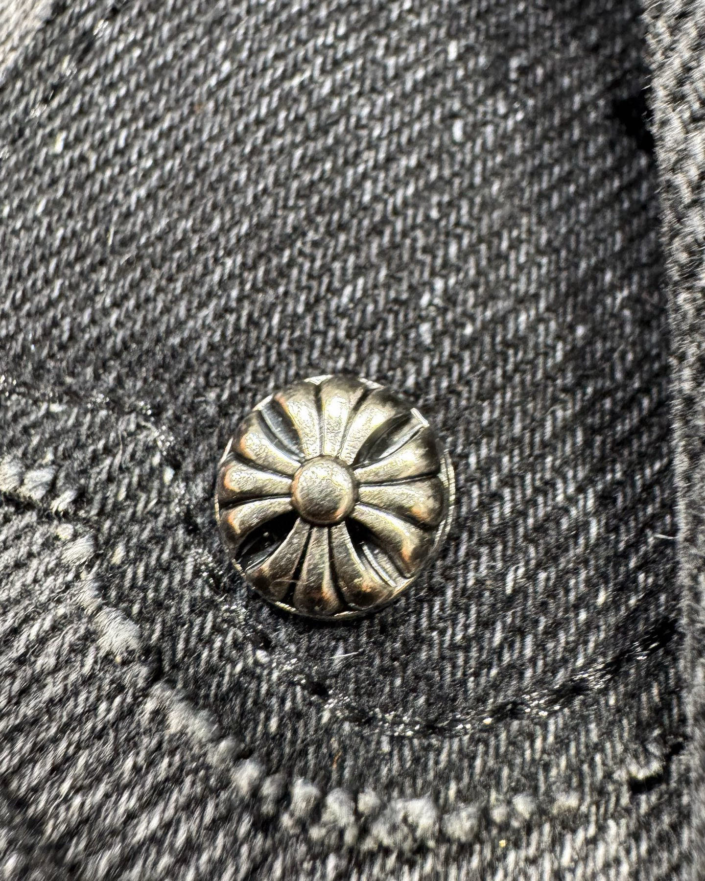 Chrome Hearts Black Metal Leather Patch Cross Denim Jeans KH24