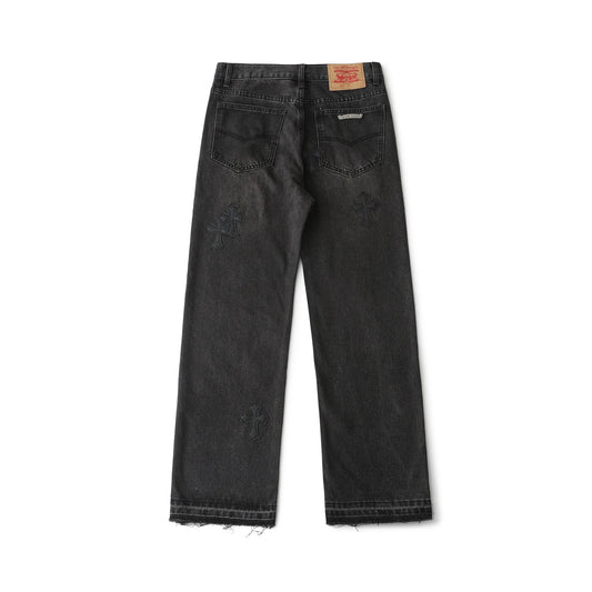 Chrome Hearts Cross Leather Patch B01 Fit Denim Jeans KB23