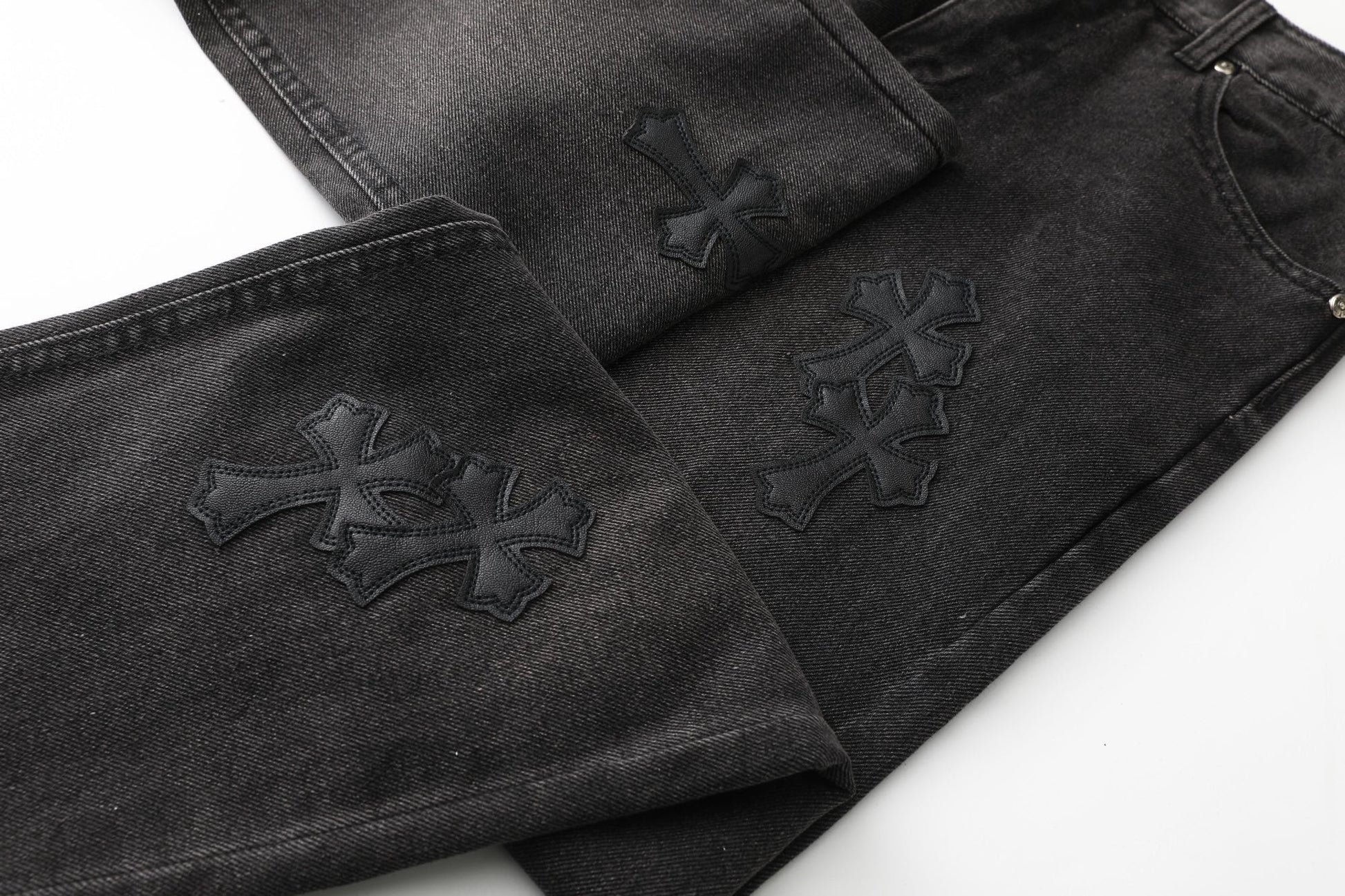 Chrome Hearts Cross Leather Patch B01 Fit Denim Jeans KB23