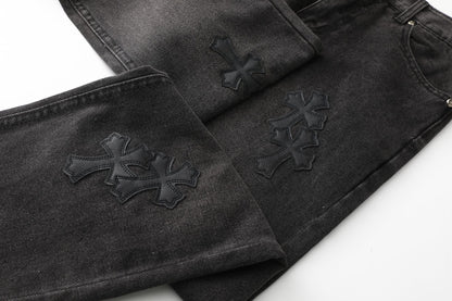 Chrome Hearts Cross Leather Patch B01 Fit Denim Jeans KB23