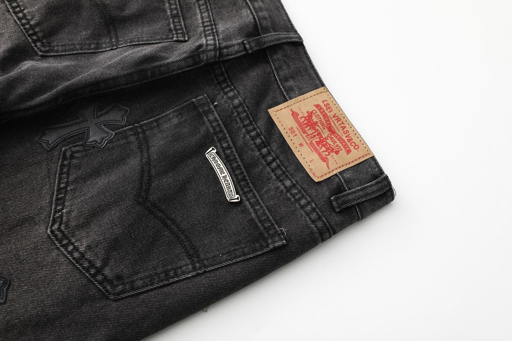 Chrome Hearts Cross Leather Patch B01 Fit Denim Jeans KB23