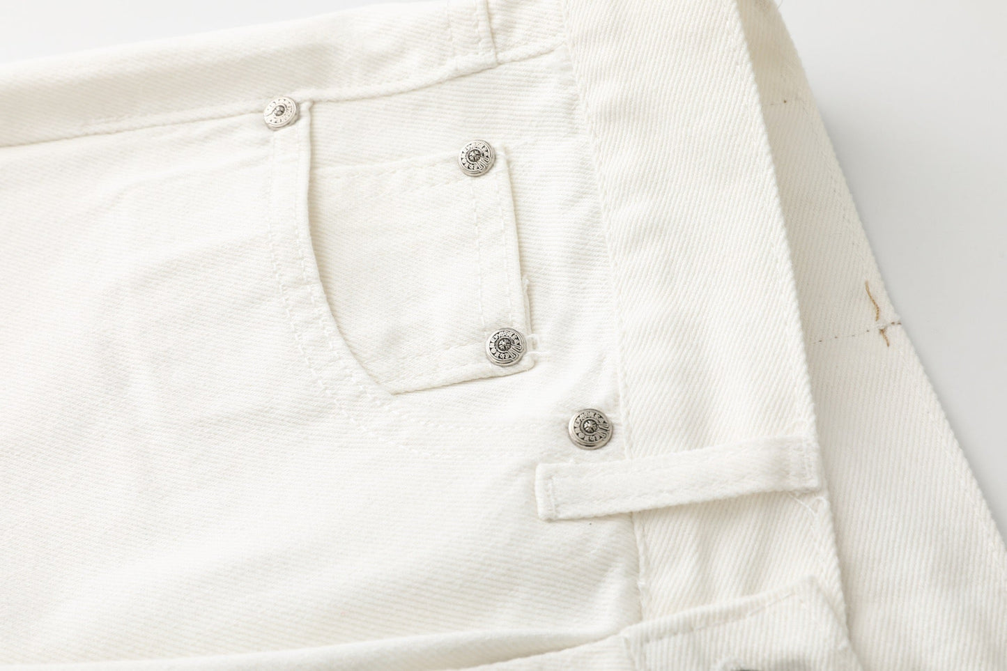 Chrome Hearts Cross Leather Patch White Denim Jeans KB21