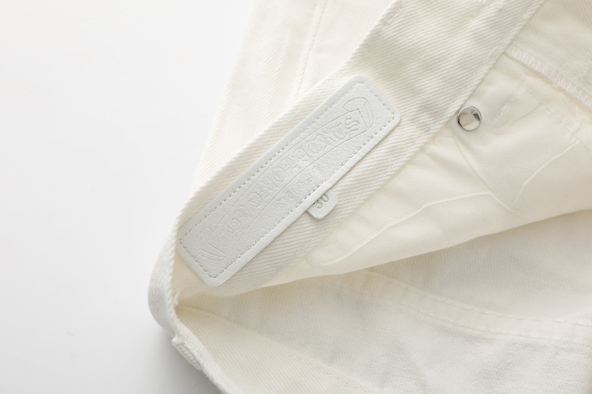 Chrome Hearts Cross Leather Patch White Denim Jeans KB21