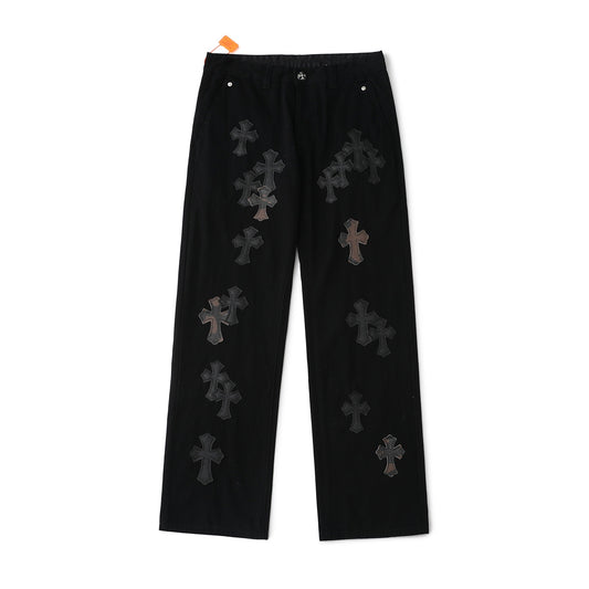 Chrome Hearts Casual Black Cross Denim Jeans KX19