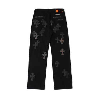 Chrome Hearts Casual Black Cross Denim Jeans KX19