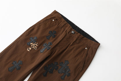 Chrome Hearts Brown Casual Denim Jeans KZ18