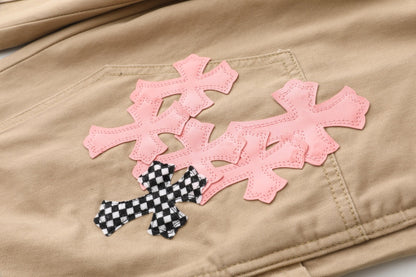 Chrome Hearts Khaki Cross Denim Jeans KF17