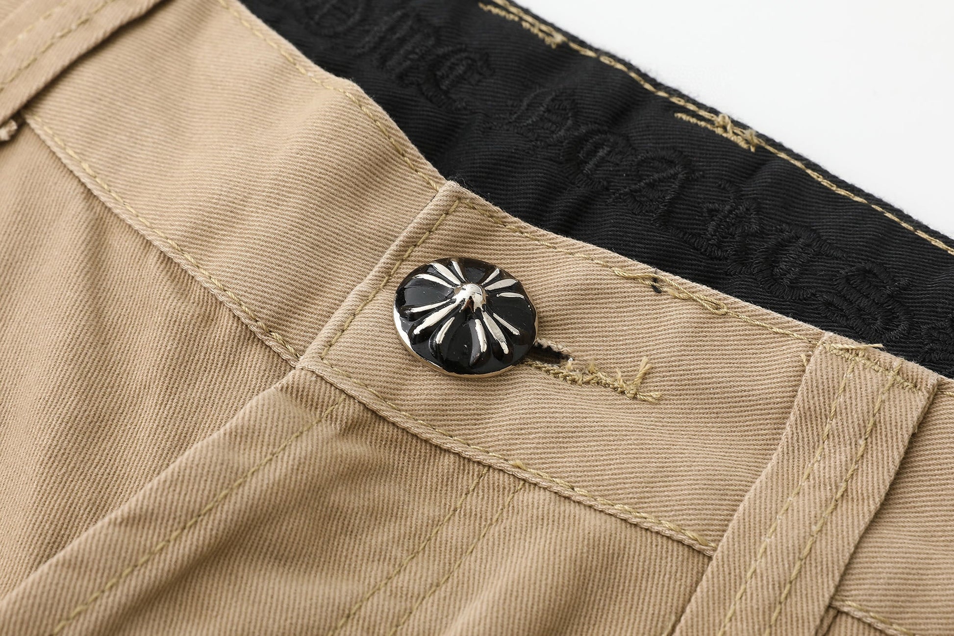 Chrome Hearts Camouflage Checkered Cross Leather Patch Denim Jeans KM15