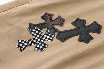 Chrome Hearts Camouflage Checkered Cross Leather Patch Denim Jeans KM15