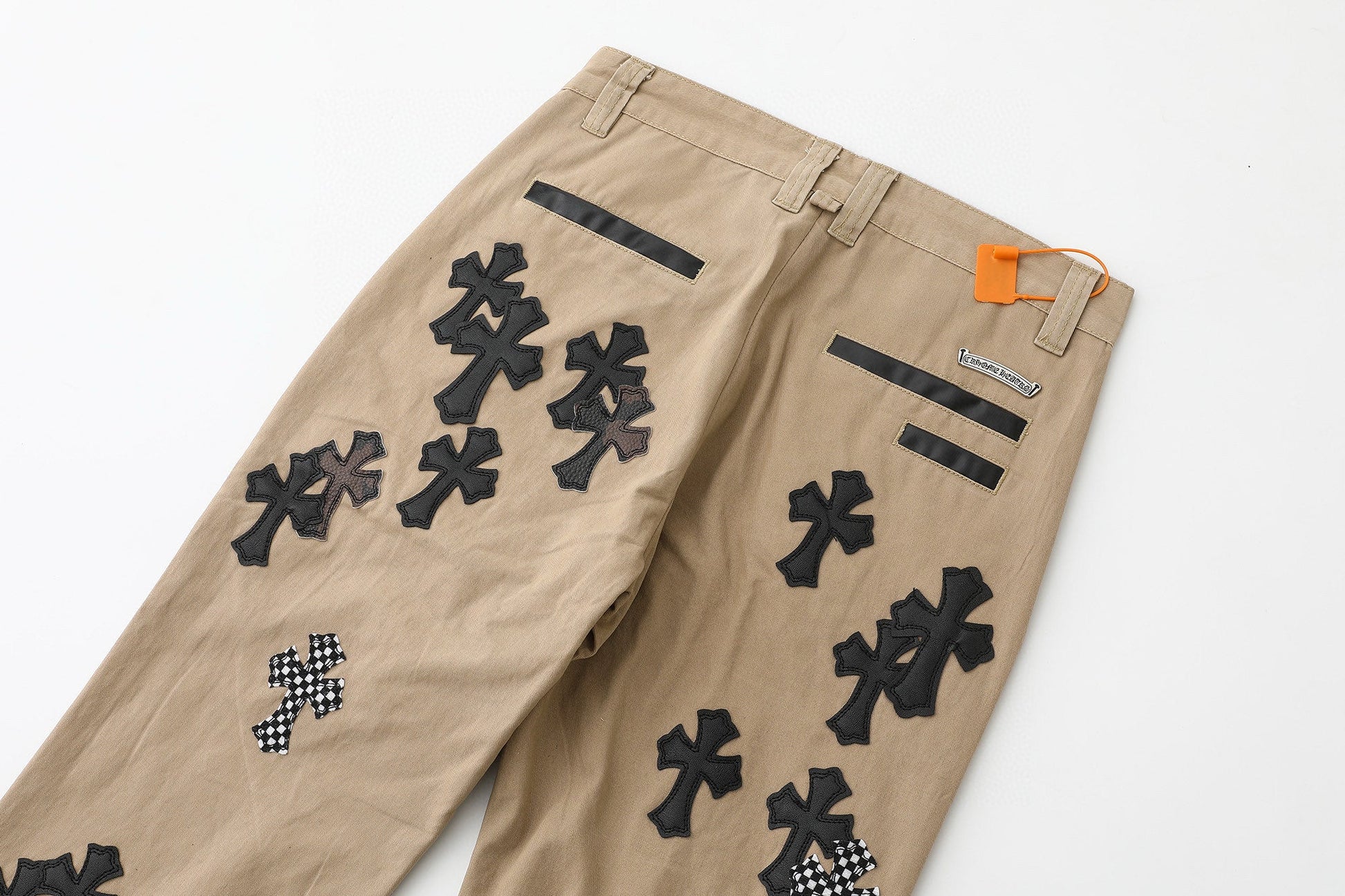 Chrome Hearts Camouflage Checkered Cross Leather Patch Denim Jeans KM15
