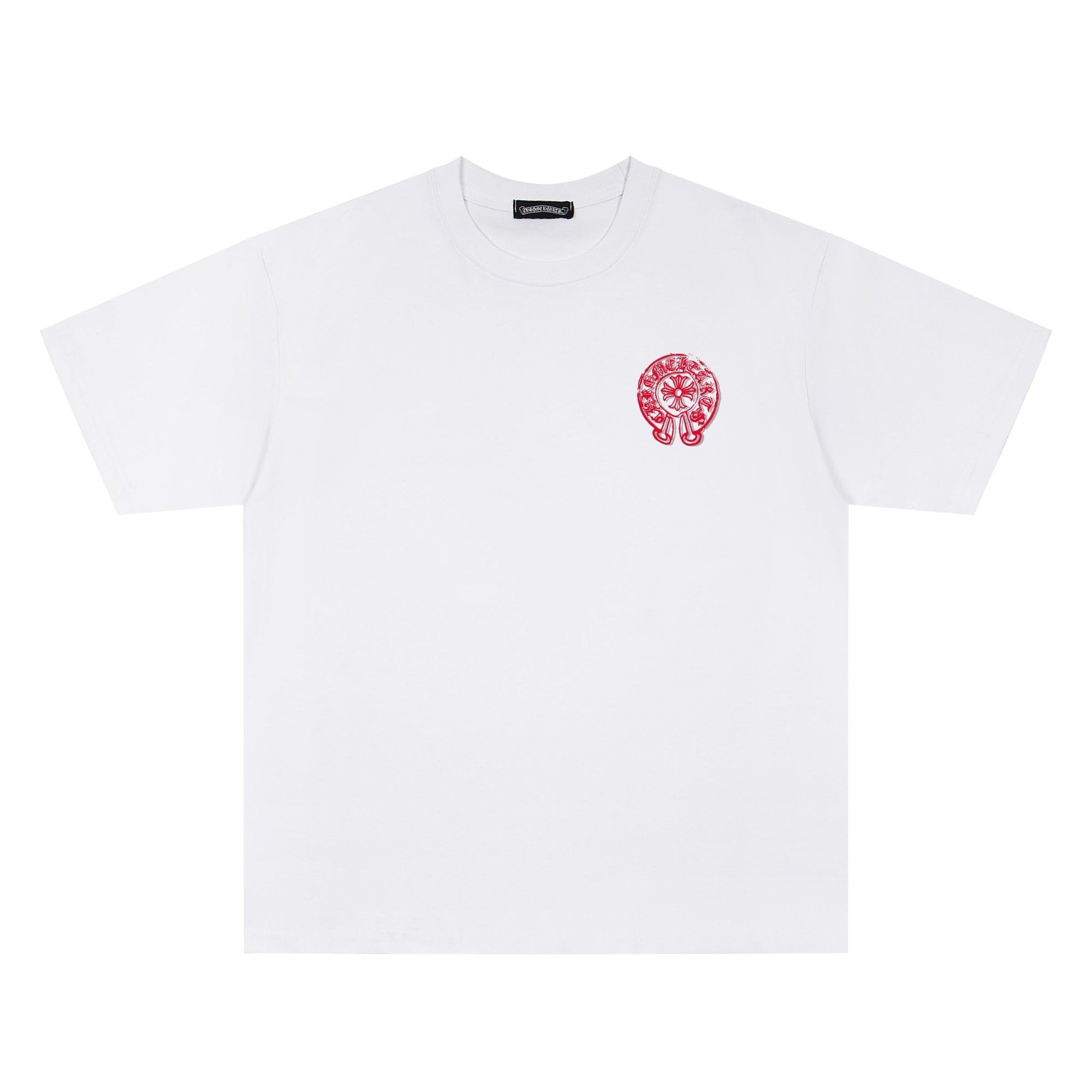 Chrome Hearts Red Horseshoe Print Crew Neck Short Sleeve T-Shirt KH09