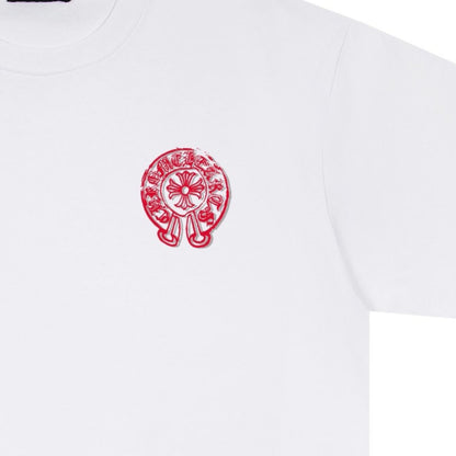 Chrome Hearts Red Horseshoe Print Crew Neck Short Sleeve T-Shirt KH09