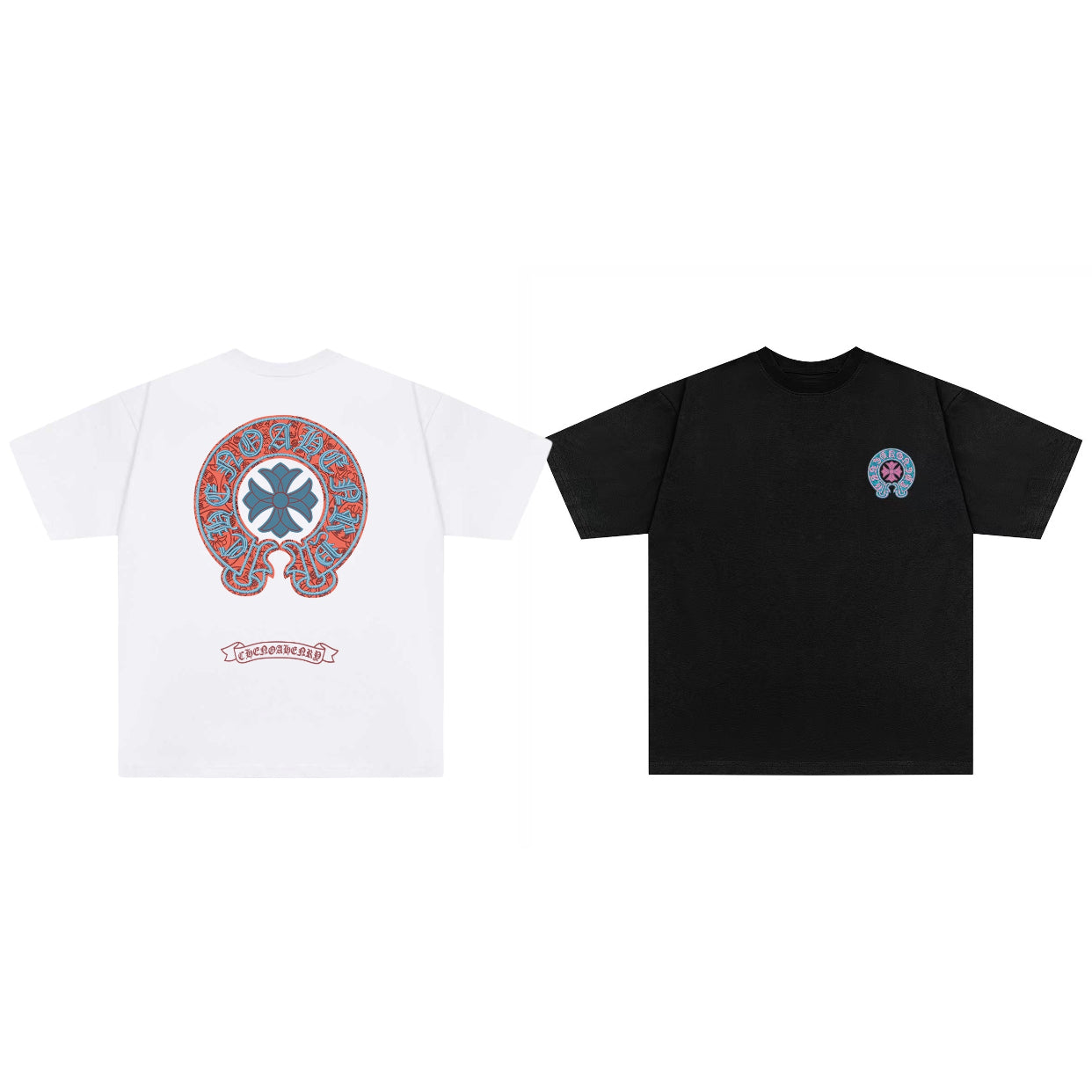 Chrome Hearts Color-Block Print Couple T-Shirts KZ08