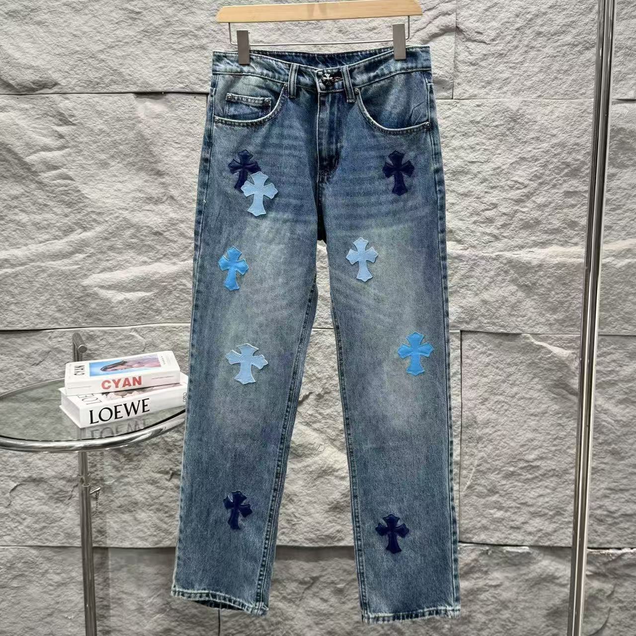 Chrome Hearts New Classic Blue Cross Denim Jeans KL31