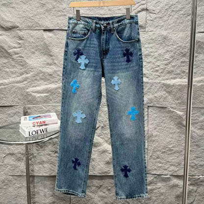 Chrome Hearts New Classic Blue Cross Denim Jeans KL31