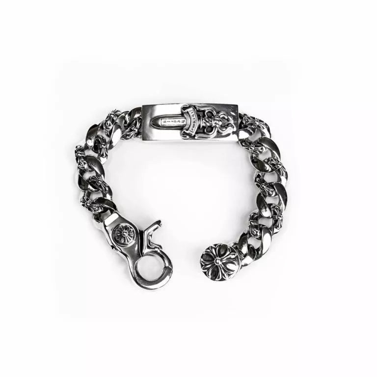 Chrome Hearts Dagger ID Fancy Link Clip Bracelet - 6