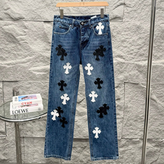 Chrome Hearts Flared Bamboo-Texture Denim Jeans KZ33