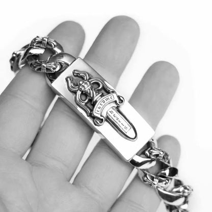 Dagger ID Fancy Link Clip Bracelet - 6